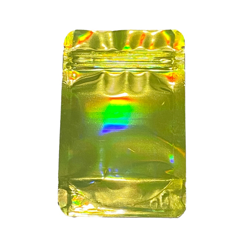Mylar Bag 140 X 85 Mm, PU50, Gold Holographic-MB14085GLHOL-Bam Bam Bhole_2.jpg