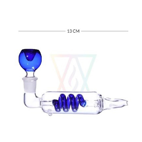 Glass Pipe, Glass Pipe With Blue Spiral Coil, 13cm-SSC10104BL-Bam Bam Bhole_3.jpg
