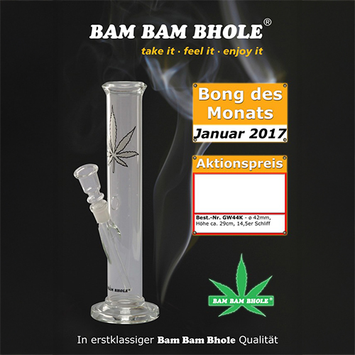 Glass Bong, 26 cm High, 14.5 mm Shillum, 42 mm Ø-GW44K-Bam Bam Bhole_2.jpg