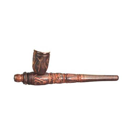 Wooden Pipe, approx. 17 Cm, Soapstone Downstem-MS9-Bam Bam Bhole_4.jpg