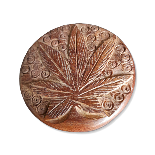 Wooden Grinder, 60 mm Ø, LEAF, 2-piece-WN105LEAF-Bam Bam Bhole_2.jpg