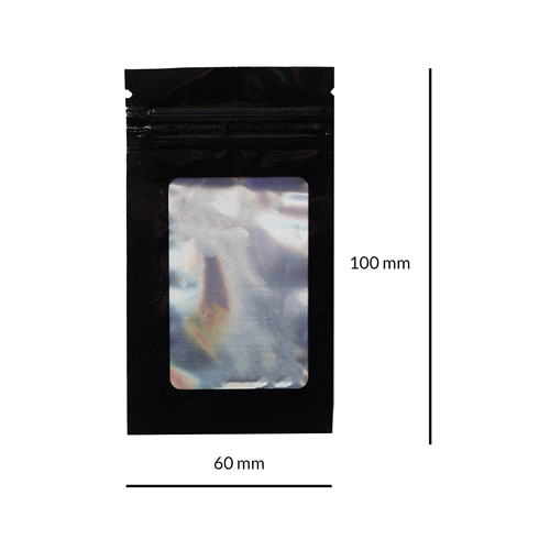 Mylar Bag WINDOW, 100 X 60 Mm, Pack Of 50, Black-ZPHW1BK-Bam Bam Bhole_2.jpg
