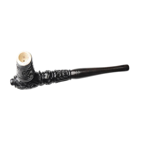 Wooden Pipe - Dark - Screw-on - Soapstone Downstem - 20 cm-WP16X-Bam Bam Bhole_2.jpg