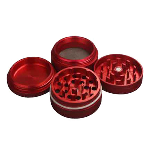 Aluminum Grinder RED, 50 mm Ø, 4-piece, Sieve, CNC-WN54R-Bam Bam Bhole_3.jpg