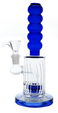 Blaue geschnittene Bong mit Bubble Grip, 20cm