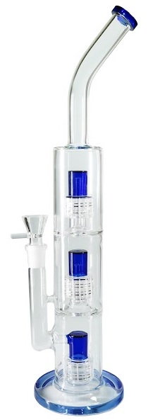 Blue Dreifachdusche Perkolator Bong, 45cm