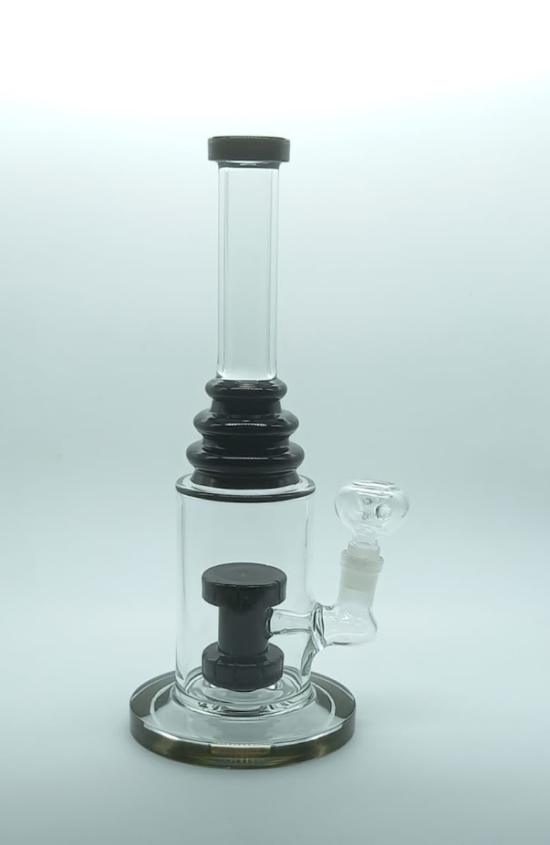 Bong, black, Triple Ring Straight Bong with, 25cm