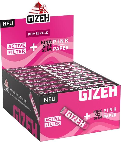 Gizeh King Size Slim PINK + Active Filtern, 16er