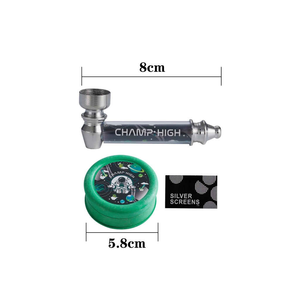 Metal Pipe 8 cm lang + Maxi Grinder + Siebe