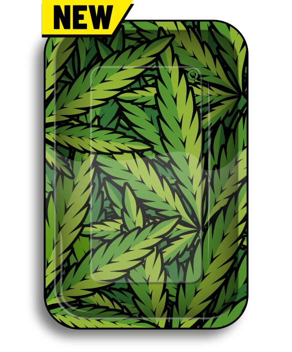 Metal Rolling Tray Small, LEAVES #33 GREEN