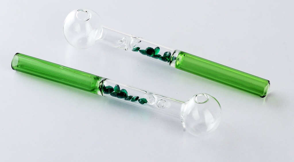 Oil Pipe with Crystals Green, 15cm