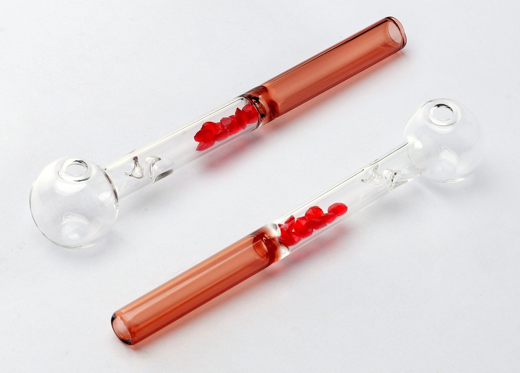 Oil Pipe with Crystals Red, 15cm