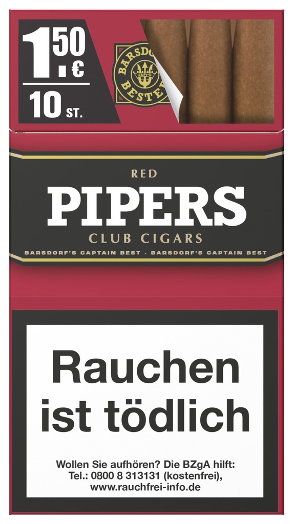 PIPERS Club Cigars RED, Packung mit 10 Stück