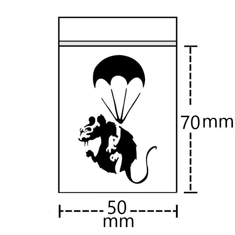 Polybeutel 5 x 7cm, Motiv Fallschirm Ratte, VE 100