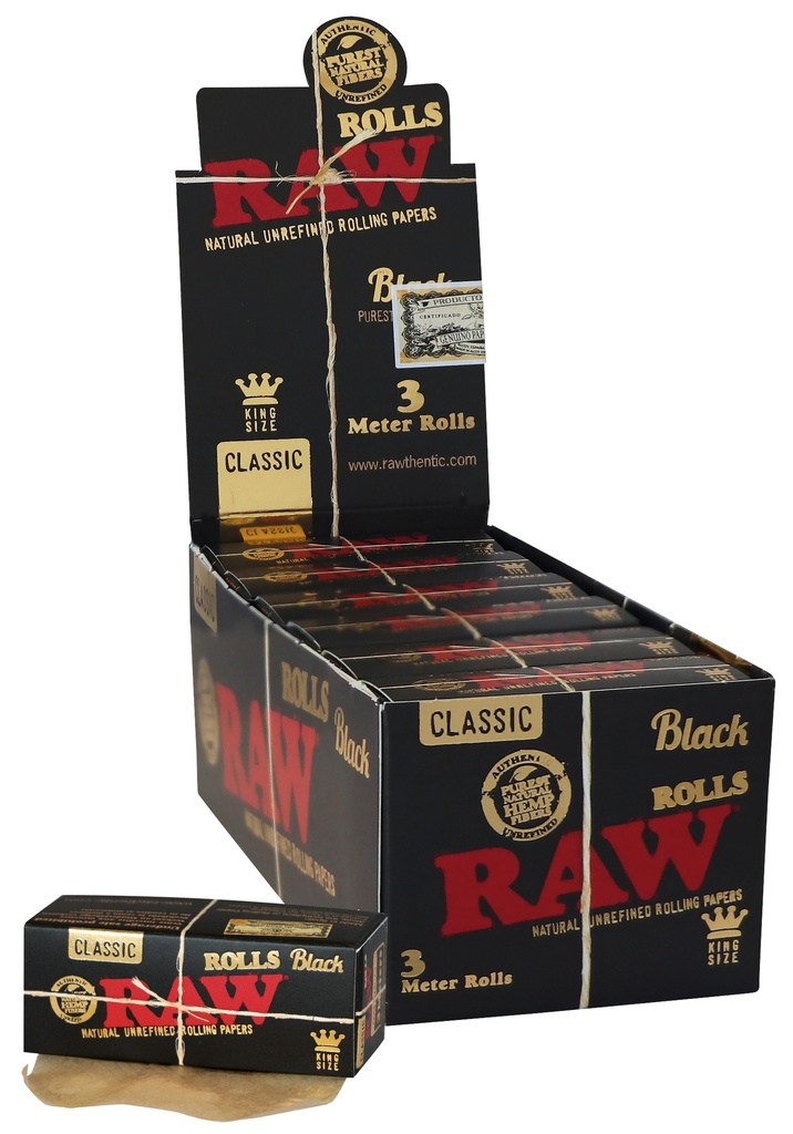 RAW Black Rolls KS Paper, Box/12 - 3m