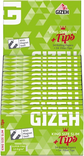 Gizeh King Size Slim Super Fine + Tips, 26er Pack