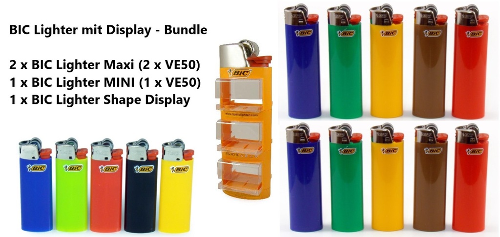 BIC Lighter + Display Bundle (2 Max+1 Min+1 Displ)