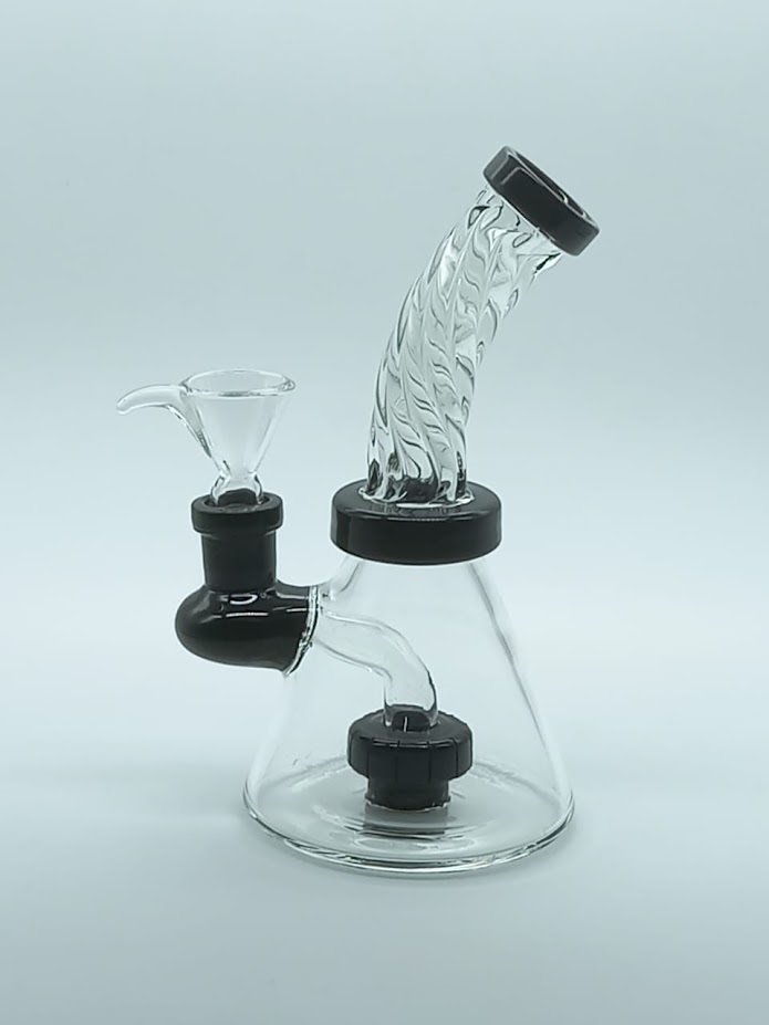 [SSC10136BL] Blue Bong, Conical twisted with Shower, 15cm