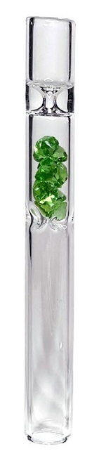 [SSC10129] Glas One-hitter, farbige Kristalle, 11,5cm, VE10