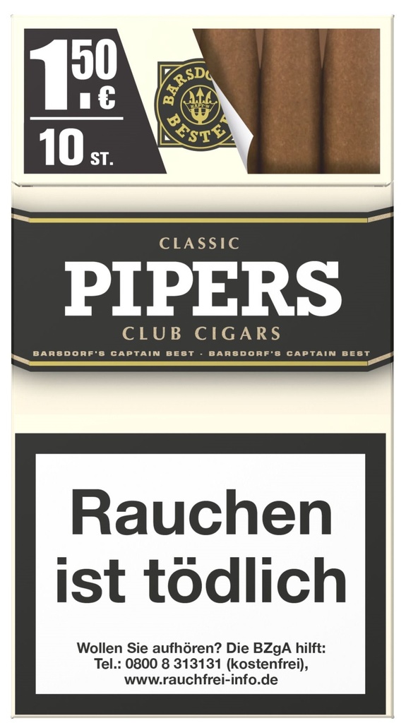 [SB56] PIPERS Club Cigars CLASSIC, Packung mit 10 Stück