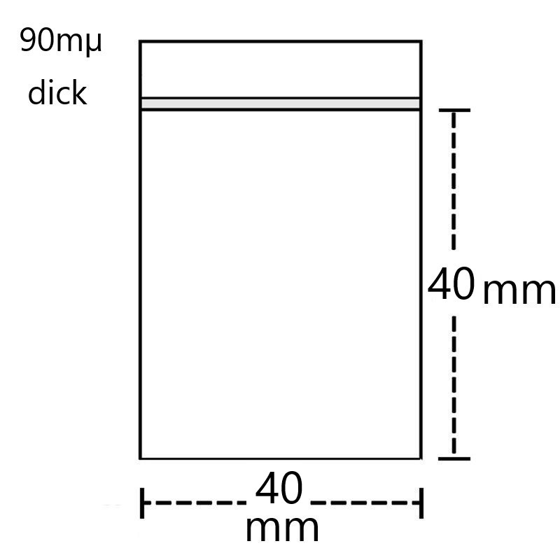 [TT1KK90] Polybeutel 4 mal 4 cm,  DICK 90my VE100