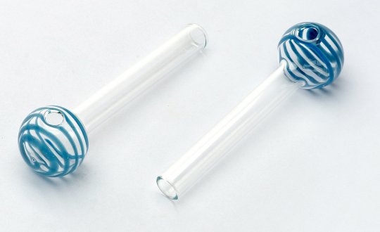 [SSC10128BL] Glas Oil Pipe Stripe Blue. 1 Stück, ca. 10cm