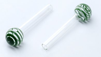 [SSC10128GR] Glas Oil Pipe Stripe Green. 1 Stück, ca. 10cm