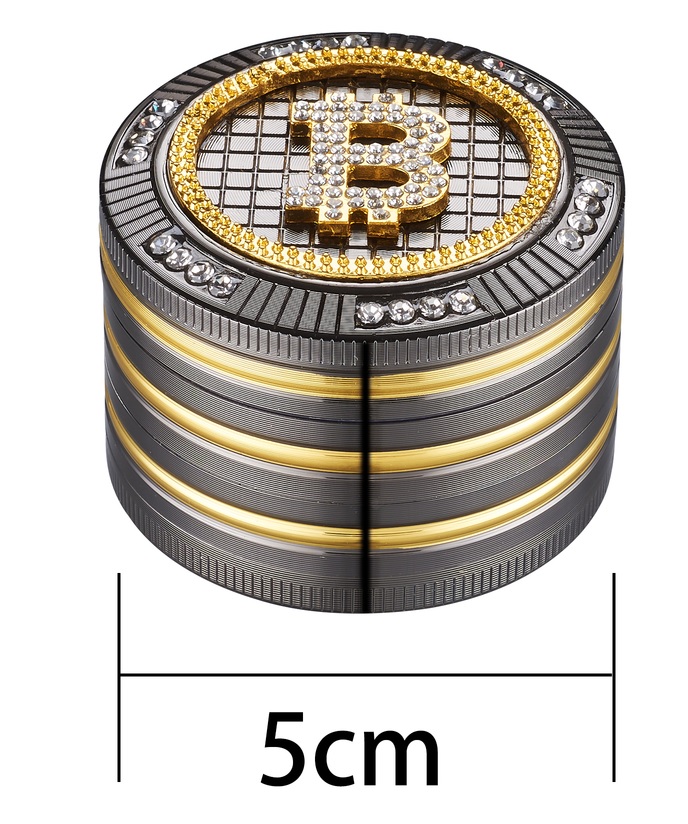 [WN54BIT] Metall-Grinder, 50mmŘ,4-teilig, BlingBling BITCOIN